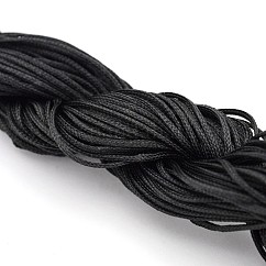 Nylongeflecht, Chinesische Knotenschnur für Perlenarbeiten, Schmuckherstellung und Makramee-Handwerk, Schwarz, 1 mm, ca. 26 m / Bündel, 10 Bundles / bag, ca. 284.34 Yard (260 m)/Beutel.