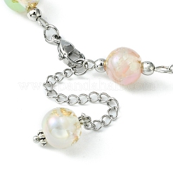 Collane a catena con perline rotonde in resina con lamina d'oro&nbsp;NJEW-JN04361-02