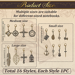 Décorations de pendentif en alliage 16pcs&nbsp;HJEW-CP00083