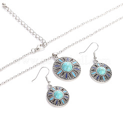 Set di collane pendenti e orecchini pendenti in lega e turchese sintetico in stile bohémien&nbsp;WG43411-10
