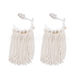 Aretes con borla y cadena de latón en forma de C&nbsp;EJEW-G391-21S