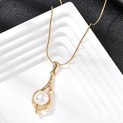 Ожерелья с подвеской в форме ракушки из нержавеющей стали 304 с акриловым жемчугом NJEW-G184-01G