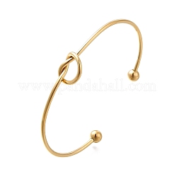 Ionenplattierung (IP) 304 Edelstahl Knoten Manschette Armreifen für Frauen&nbsp;BJEW-M233-04G