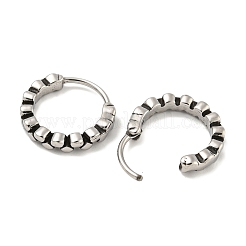 316サージカルステンレスフープピアス  フラットラウンド  アンティークシルバー  14.5x15mm&nbsp;EJEW-D096-12AS-07