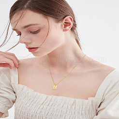 ステンレススチール製文字長方形ペンダントネックレス1個  真鍮製ベネチアンチェーンネックレス（女性用・男性用）  鉛フリー＆ニッケルフリー＆カドミウムフリー  ゴールドカラー  文字x  17.64~18.35インチ（44.8~46.6cm）  エンドエクステンダー：59~62mm  ペンダント：10x6mm&nbsp;NJEW-LP0001-34X-G