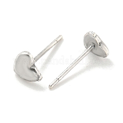 Женские латунные серьги-гвоздики в форме стойки с сердечком EJEW-Z048-08P