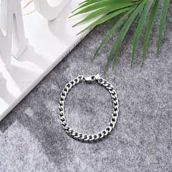 Устойчивые к потускнению женские модные браслеты из нержавеющей стали 304 с кубинскими звеньями&nbsp;X-BJEW-JB05657-01