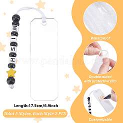 10 шт. 5 стиля прямоугольная прозрачная акриловая пустая подвеска-закладка&nbsp;HJEW-PH01988