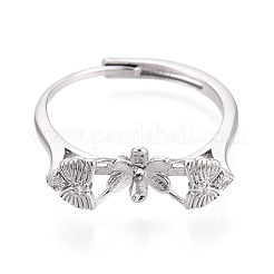 Цветок и бант из латуни с микропаве из прозрачных кубических цирконий KK-T076-78P