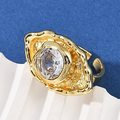 Латунные регулируемые открытые манжеты с кубическим цирконием для женщин&nbsp;RJEW-R032-01G