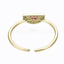 Латунные микро проложить манжеты кольца кубического циркония RJEW-S045-061-NR