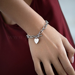 Set di eleganti gioielli con collana e bracciale a forma di cuore in argento sterling placcato oro S925&nbsp;MD3868-3