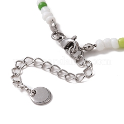 Натуральный кристалл кварца и окрашенный нефрит машан и ожерелье из бисера лэмпворк NJEW-TA00075