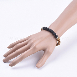 Эластичные браслеты из натурального вулканического камня&nbsp;BJEW-JB03635-01
