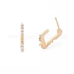 Латунные микро-паве прозрачные серьги-гвоздики из циркония&nbsp;KK-S364-128