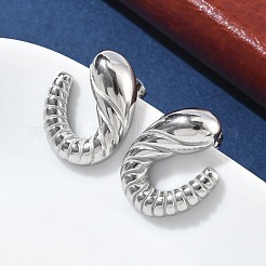 Orecchini a forma di croissant a spirale in acciaio inossidabile 304 per donna&nbsp;EJEW-Z095-01P