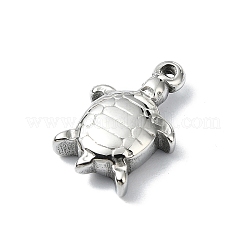 変色防止304ステンレススチールペンダント  亀のチャーム  ステンレス鋼色  20x14x5mm  穴：1.5mm&nbsp;STAS-L022-440P-02