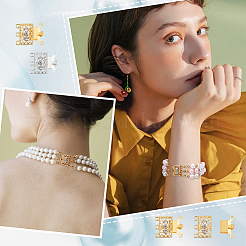 6 набор из 2-х цветных 3-рядных латунных филигранных коробчатых застежек с 6 отверстиями KK-SC0002-98