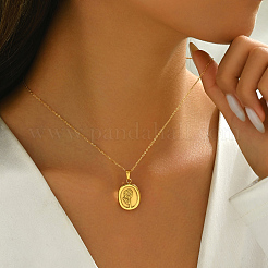 Женские ожерелья из нержавеющей стали в форме овала с цветком во французском винтажном стиле QY1441