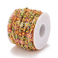 Латунные цепочки с цветком ромашки и овальными звеньями CHC-I035-13G-08