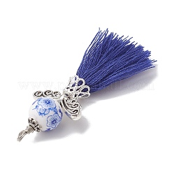 Grandi pendenti in porcellana con perline e nappe in policotone&nbsp;PALLOY-JF02986-04