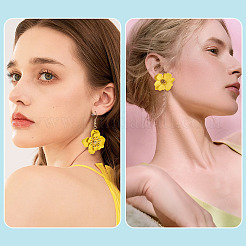 2 par de pendientes colgantes de flores de hierro de 2 estilos y elegantes pendientes de botón de flores de pétalos multicapa.&nbsp;EJEW-TA0001-80C