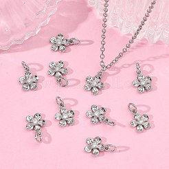 シーグレース バレンタインデー 真鍮製クリアキュービックジルコニアチャーム  花のチャーム  カドミウムフリーと鉛フリー＆ニッケルフリー  プラチナメッキ  8.5x7x2mm  穴：2.5mm&nbsp;XGRQ3P737-577P