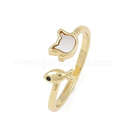 Offene Manschettenringe aus Messing mit Mikropavé-Kubikzirkonia für Damen&nbsp;RJEW-K308-01A-G