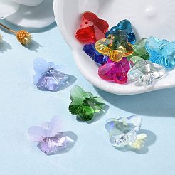 72個12色誕生石チャームガラスペンダント  多面カット  蝶の形  ミックスカラー  12x15x8mm  穴：1.5mm  12色  6個/カラー  72個/箱&nbsp;RGLA-ZZ0001-03-12x15mm