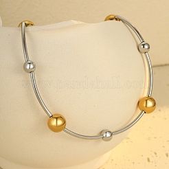 Ожерелья из круглых бусин в форме изогнутой трубки из нержавеющей стали 304 NJEW-R030-01GP