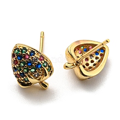 Boucles d'oreilles à tige en forme de fraise et de zircons cubiques colorés&nbsp;EJEW-F321-01G