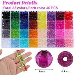 1280pcs 32 couleurs perles acryliques transparentes&nbsp;TACR-SZ0001-20B