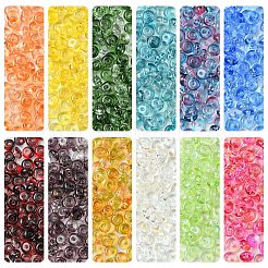 Perles de rocaille en verre arc-en-ciel transparentes galvanisées de 10 g&nbsp;SEED-YW0003-04A