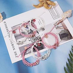 Braccialetto multicorda con lettera iniziale a charm&nbsp;BJEW-SW00042-01