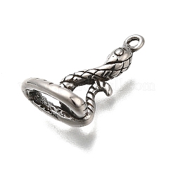 レトロな304ステンレススチールペンダント  動物チャーム  アンティークシルバー  ヘビ  17.5x12x7mm  穴：1.2mm&nbsp;STAS-L284-16AS-04