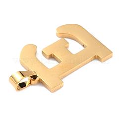 304ステンレススチールペンダントとスタッドピアスジュエリーセット  アルファベット  文字.e  20~23x13~19x1.5mm  穴：6x3mm  6~10x6~9x1mm  ピン：0.8mm&nbsp;SJEW-P099-05G