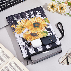 Сумки из полиэстера с принтом подсолнечника для хранения книг на молнии ABAG-WH0046-31