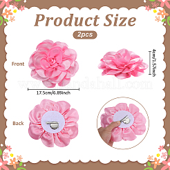 花のポリエステルブローチ  衣服用のラペルピン付き  ピンク  175x40mm&nbsp;JEWB-WH0039-56A