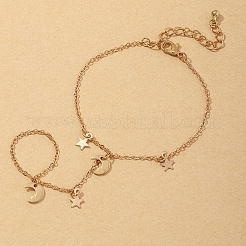 Bracelets mitaines en laiton avec breloque étoile et lune&nbsp;WG06E7F-01
