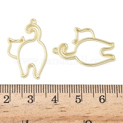 合金空枠ペンダント  猫の形  UVレジンDIY用  エポキシ樹脂  プレスジュエリー  ラックめっき  ゴールドカラー  27.5x18x2mm  穴：1.2mm&nbsp;X-FIND-L025-02G