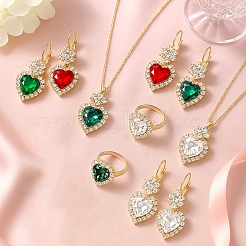 Комплект украшений в форме сердца со стразами&nbsp;SJEW-HY0001-09