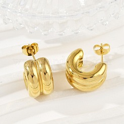 Серьги-гвоздики из нержавеющей стали 304 в форме буквы С&nbsp;X-EJEW-S272-01G