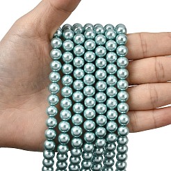 Круглые бусины из экологически чистого окрашенного стекла с жемчугом&nbsp;HY-A002-8mm-RB106