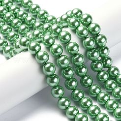 Круглые бусины из экологически чистого окрашенного стекла с жемчугом HY-A002-12mm-RB008N