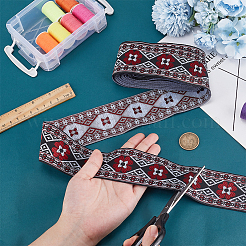 7 м жаккардовая лента из полиэстера с ромбами и цветком в этническом стиле OCOR-WH0101-05