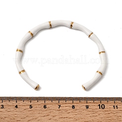 女性用304ステンレススチールエナメルカフバングル  竹  イオンプレーティング（ip）  長持ちメッキ  ゴールド  ホワイト  内径：2.60x2.13インチ（6.6x5.4cm）&nbsp;BJEW-Z166-03G