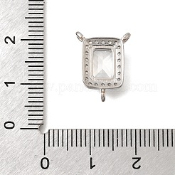 Eslabones de componentes de lámpara de araña rectangulares de circonita cúbica transparente con pavé de latón&nbsp;X-KK-C255-08P