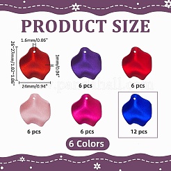 42個7スタイル不透明樹脂ペンダント  花びら  ミックスカラー  26~27x24x1~10mm  穴：1.6~3mm  6個/スタイル&nbsp;RESI-WR0001-11