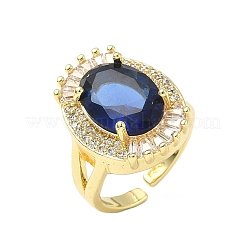 Латунные микропаве кубические цирконии регулируемые манжеты открытые кольца для женщин&nbsp;RJEW-C131-01G