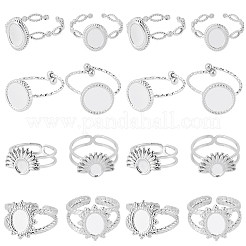 16 stücke 4 arten 304 edelstahl ovsl manschette ring komponenten&nbsp;RJEW-SC0001-38